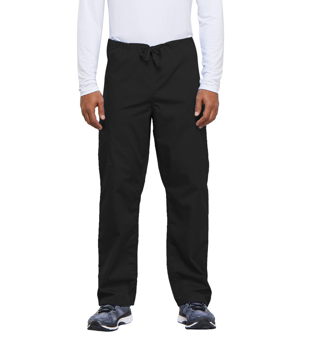 Cherokee Workwear Originals Unisex Drawstring Cargo Scrub Pants in Black