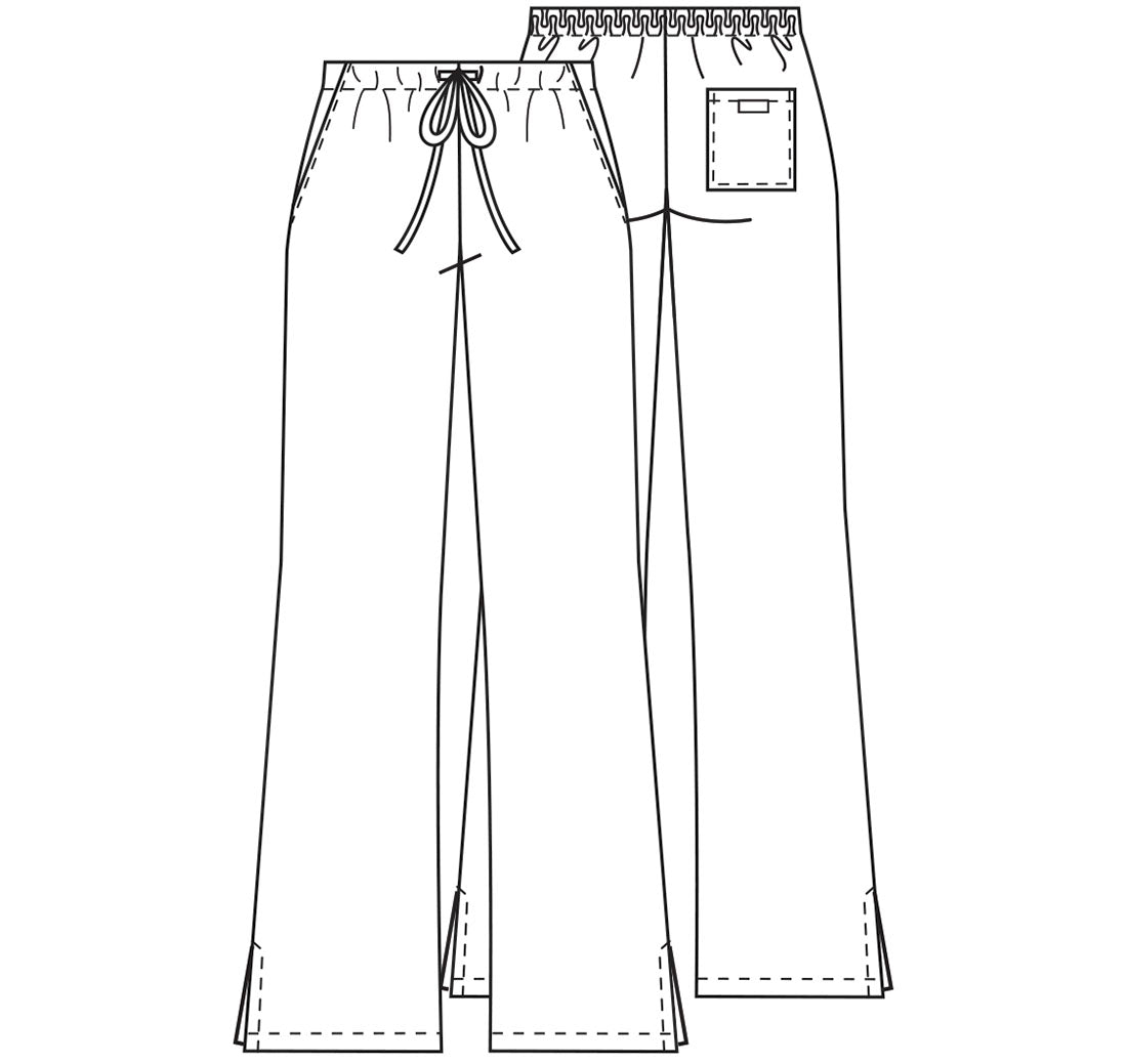 Cherokee Natural Rise Flare Leg Drawstring Womens Scrub Pants in Black