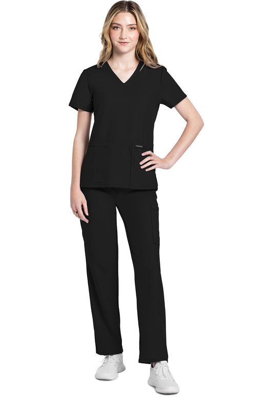 Top de uniforme médico Cherokee Women's WorkWear Originals Ultra con cuello en V en color negro