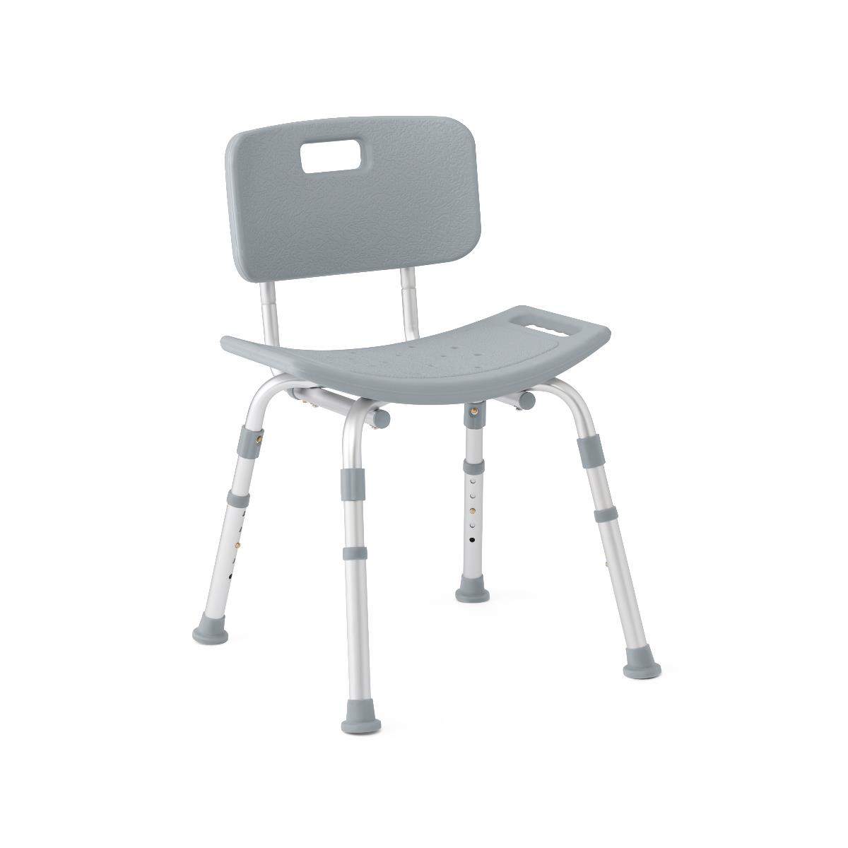 Medline Gray Knockdown Shower Chair with Back - 400 lb WT Capacity