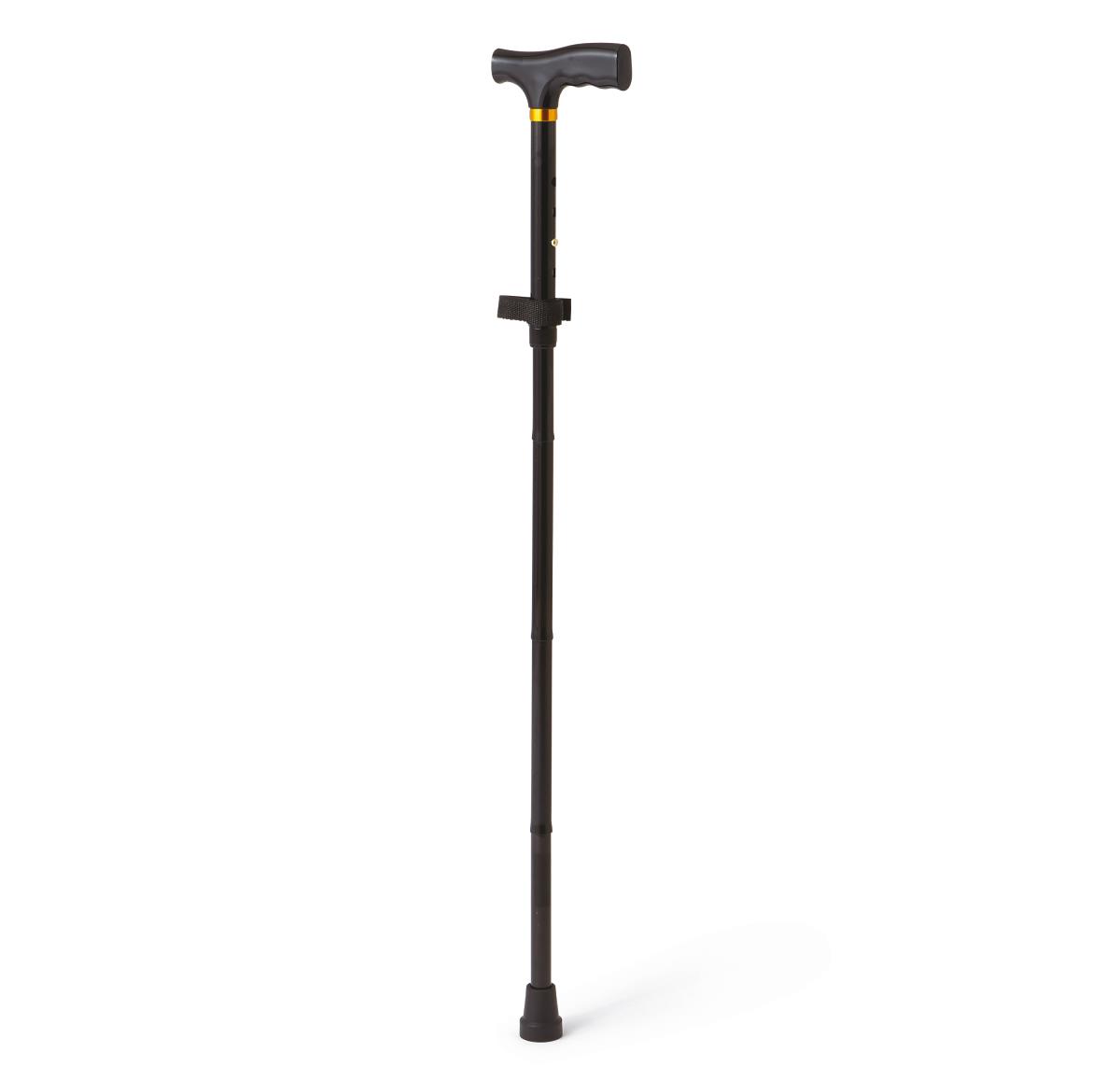 Bastón plegable de aluminio Medline con mango en T en color negro