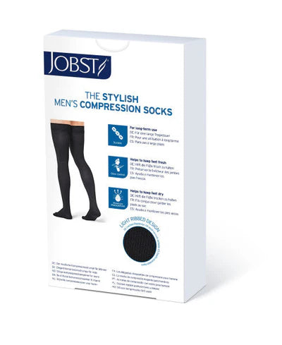 Jobst - Medias cerradas hasta el muslo para hombre, compresión firme de 20 a 30 mmHg
