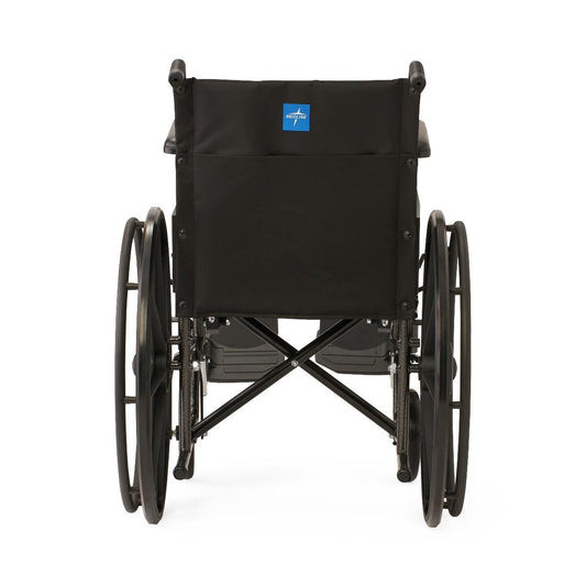 Silla de ruedas básica de nailon Medline K1 de 45 cm de ancho con brazos completos y reposapiernas elevables