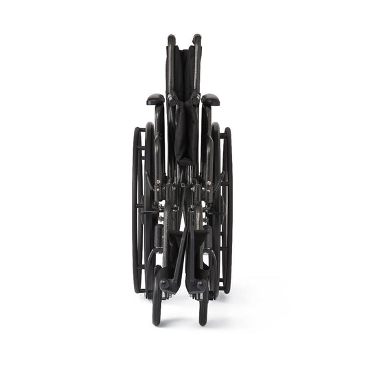 Silla de ruedas básica de nailon Medline K1 de 45 cm de ancho con brazos abatibles de longitud de escritorio y reposapiés abatibles