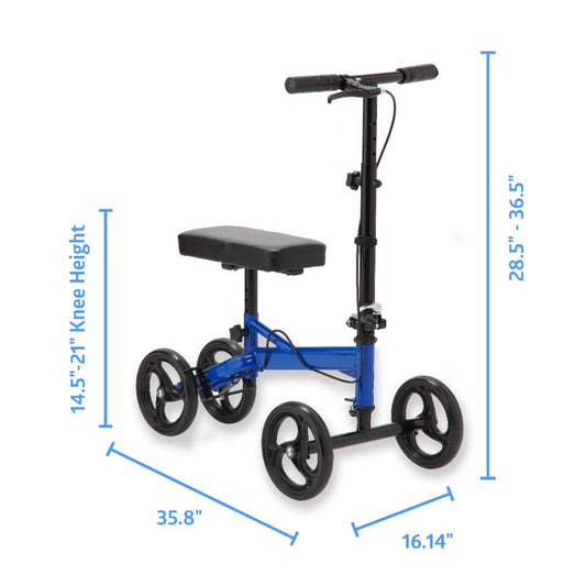 Medline Adult Economy Standard Knee Scooter Walker with 8" Wheels in Blue