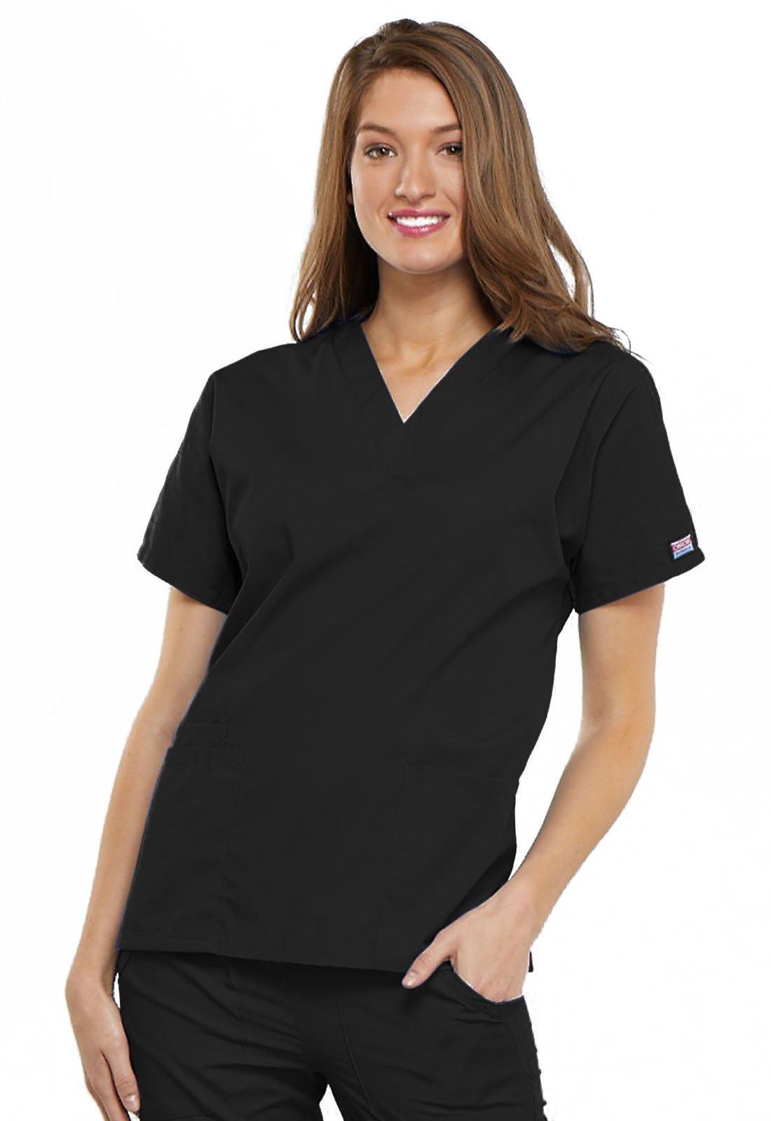 Cherokee WorkWear Originals V-Neck Scrub Top Black 4700 - Scrubsnmed