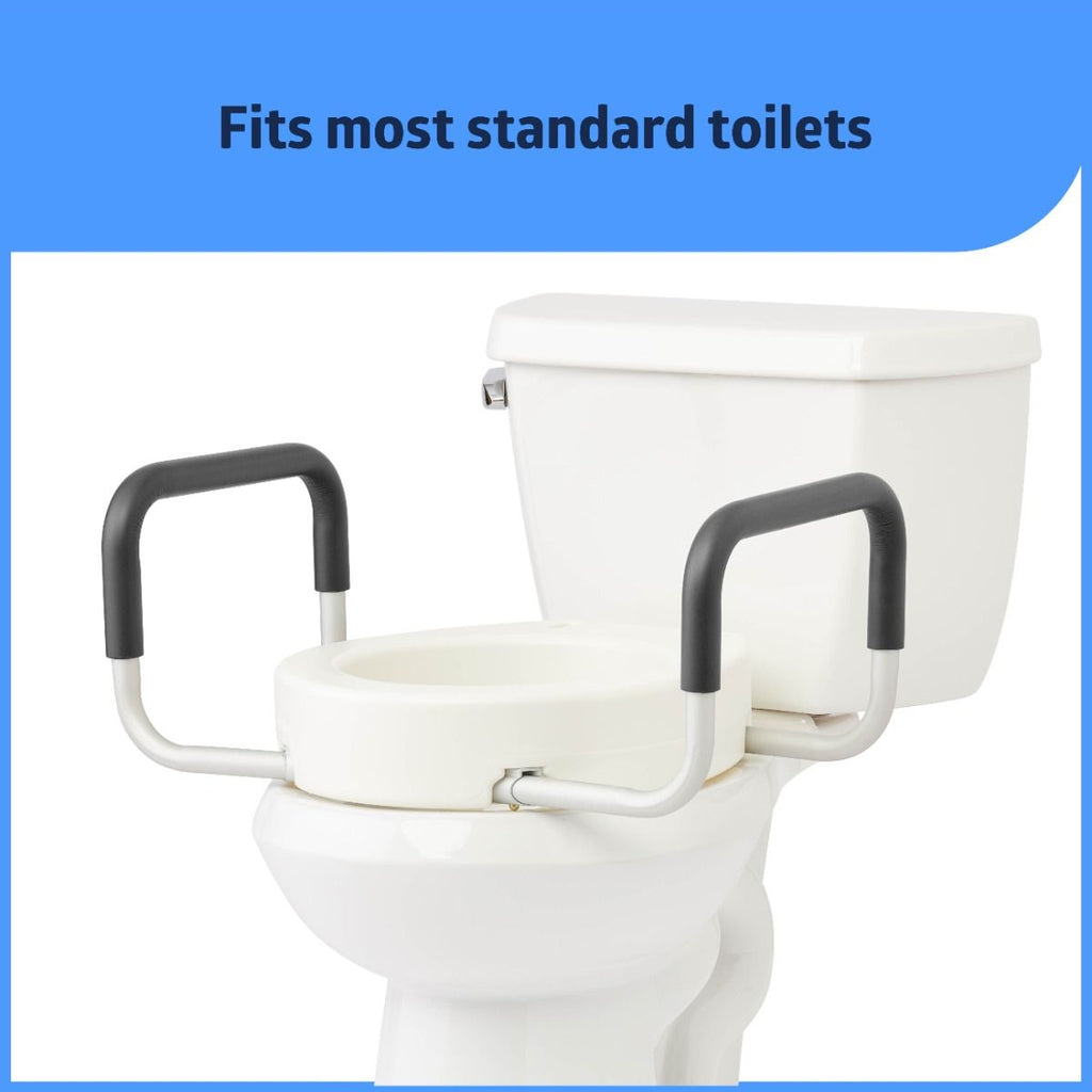Medline 3.5" Standard Toilet Seat Riser with Arms, 400 lb. Weight Capacity