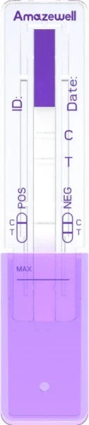 Amazewell test strip with purple and white design
