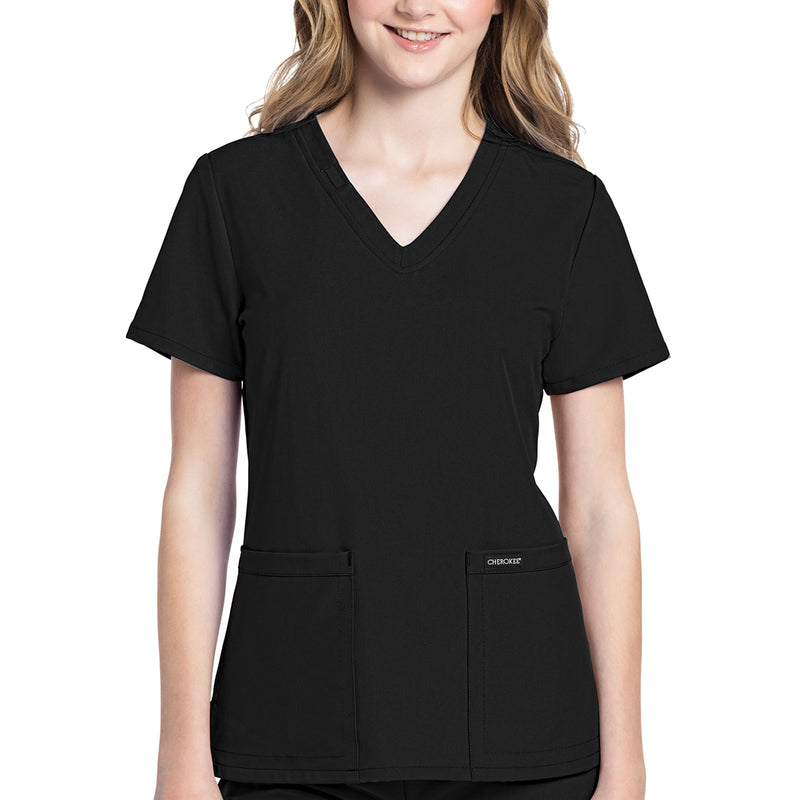 Cherokee Women's WorkWear Originals Ultra V-Neck Scrub Top in Black