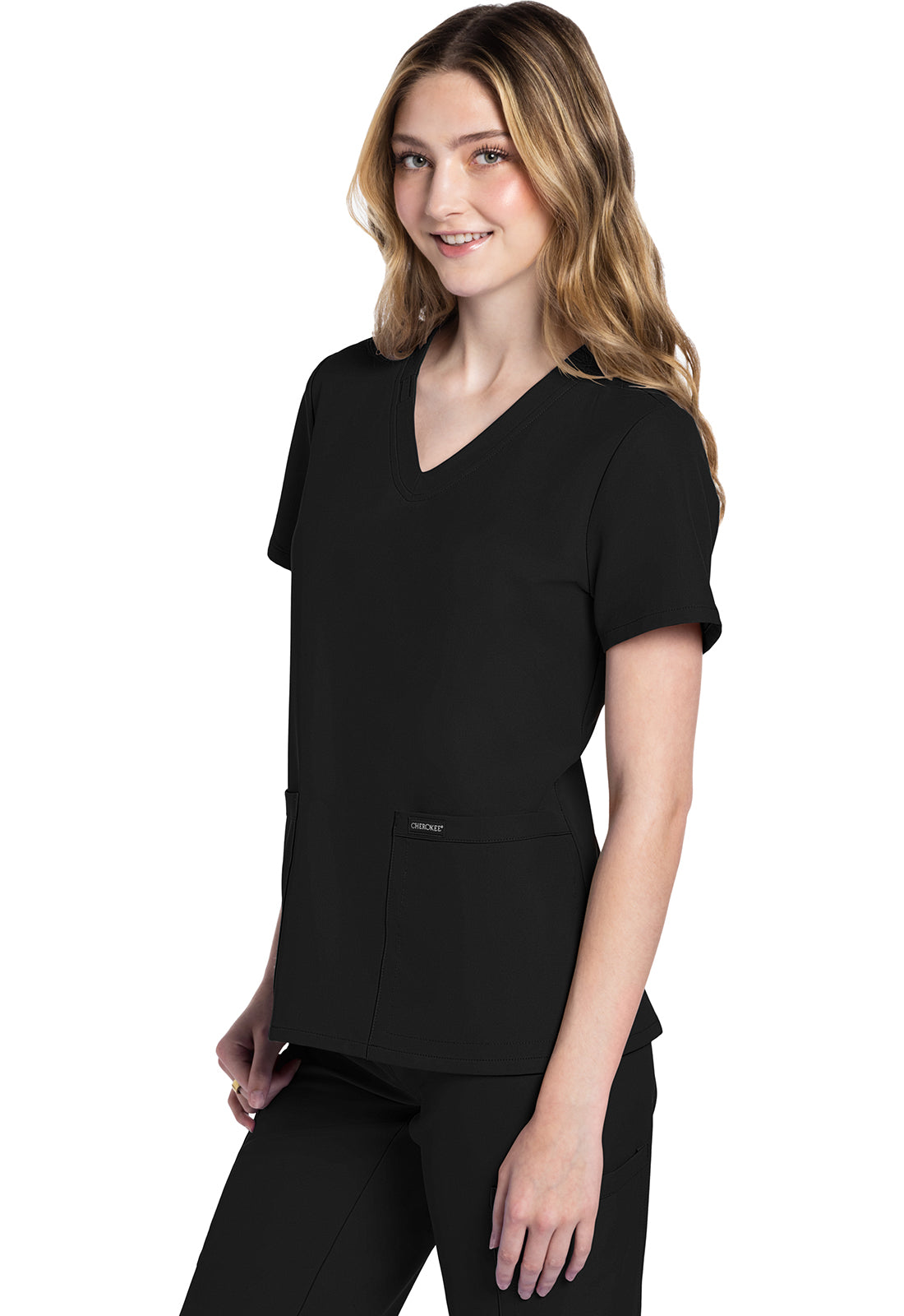 Cherokee Women's WorkWear Originals Ultra V-Neck Scrub Top in Black