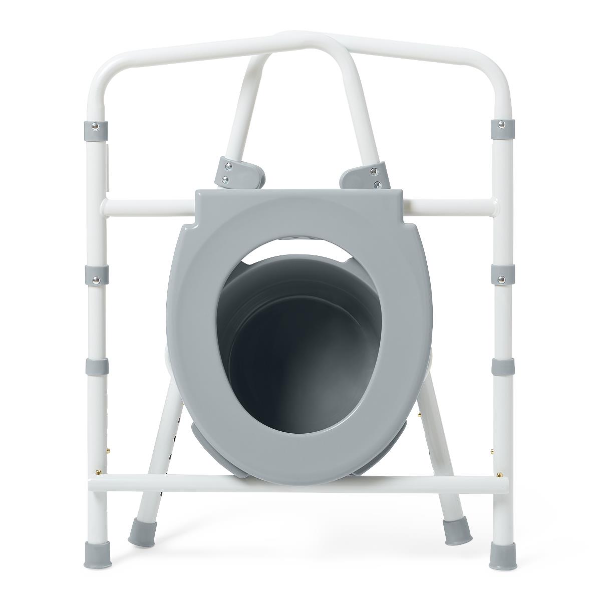 Medline Steel 3-in-1 Folding Commode, Includes Seat with Lid, Bucket, Armrests, and Splash guard