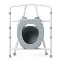 Medline Steel 3-in-1 Folding Commode, Includes Seat with Lid, Bucket, Armrests, and Splash guard