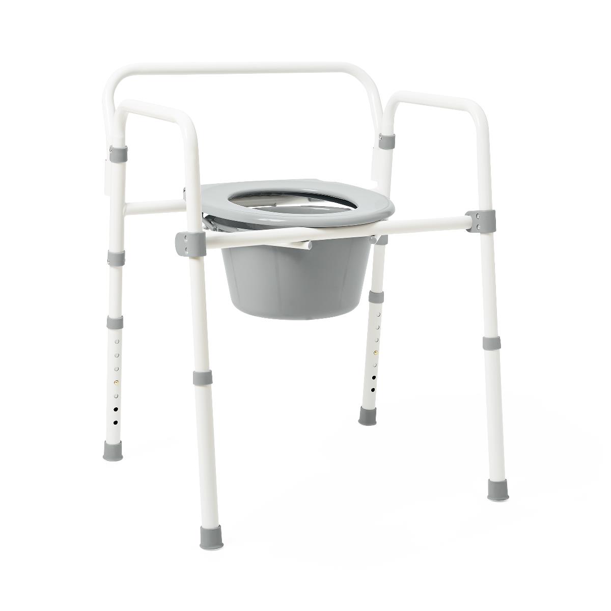 Medline Steel 3-in-1 Folding Commode, Includes Seat with Lid, Bucket ...