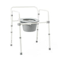 Medline Steel 3-in-1 Folding Commode, Includes Seat with Lid, Bucket, Armrests, and Splash guard
