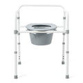 Medline Steel 3-in-1 Folding Commode, Includes Seat with Lid, Bucket, Armrests, and Splash guard