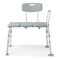 Medline Transfer Bench with Backrest and Push button Height Adjustment, 400 lb WT Capacity