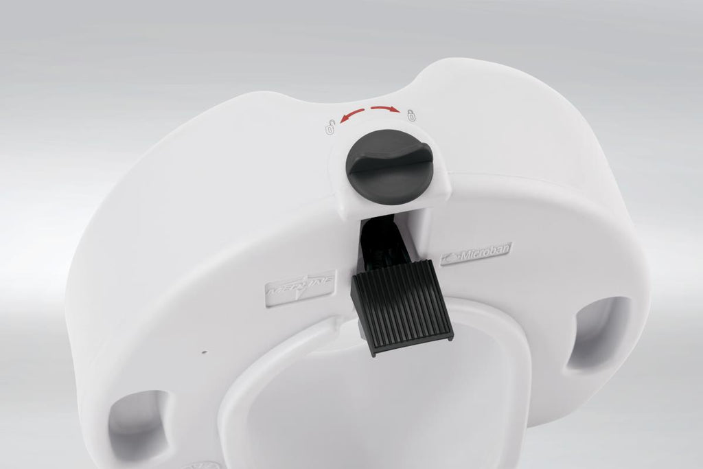 Medline 5" Raised Locking Toilet Seat, Microban Treated, No Arms, 350 lb. Weight Capacity, White