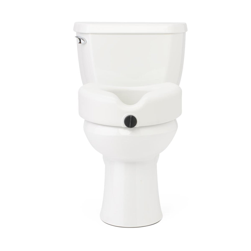Medline 5" Raised Locking Toilet Seat, Microban Treated, No Arms, 350 lb. Weight Capacity, White