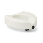 Asiento de inodoro Medline elevado con bloqueo de 5", tratado con Microban, sin brazos, capacidad de peso de 350 lb, blanco