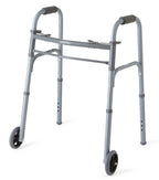 Andador plegable de aluminio Medline para adultos con 2 botones y ruedas de 5", capacidad de 300 lb