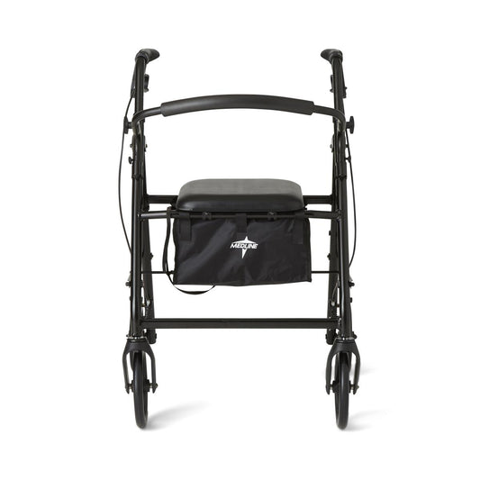 Medline Basic Steel Rollator in Black with 8" Wheels