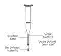 Medline Standard Steel Push-Button Crutches Tall Adult 350 lb WT Capacity