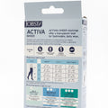 Jobst Activas Sheer compression stockings packaging box, showing product details, sizing tables, and fit guidelines on a white background.