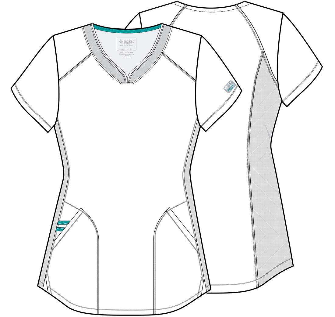 Blusa Médica Cherokee WorkWear Revolution con Cuello en V en Negro