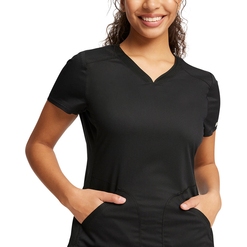Cherokee WorkWear Revolution V-Neck Scrub Top in Black