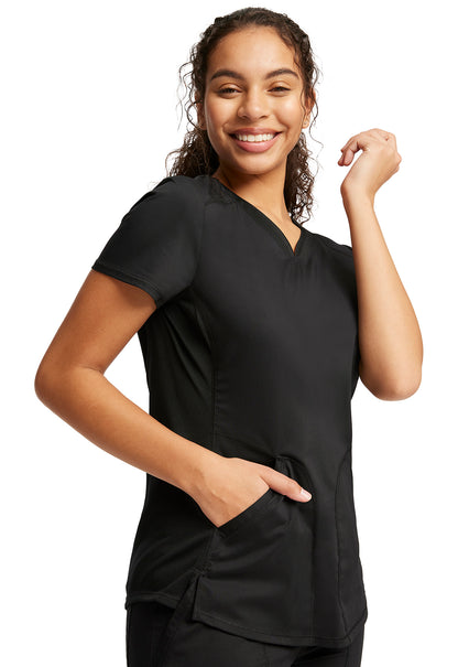 Cherokee WorkWear Revolution V-Neck Scrub Top in Black