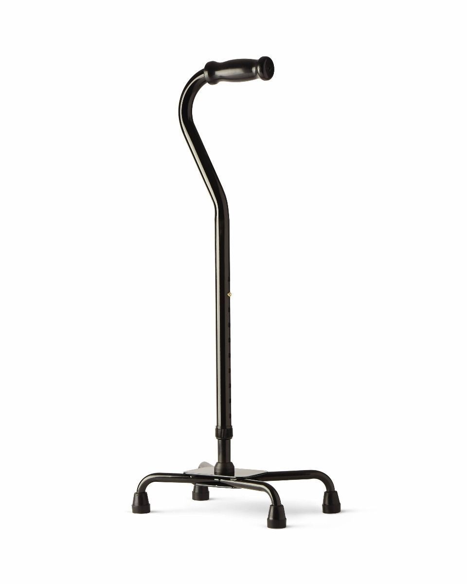 Medline Steel Bariatric Quad Cane Lg Base 500lb Black 1Ct