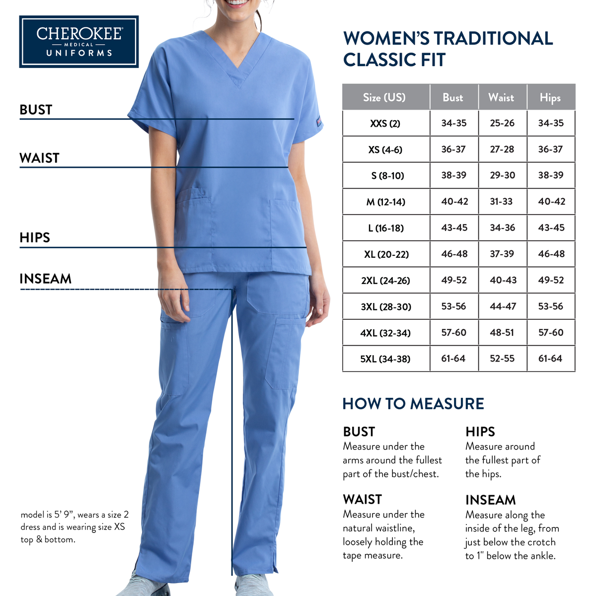 Cherokee WorkWear Originals V-Neck Scrub Top Caribbean Blue 4700