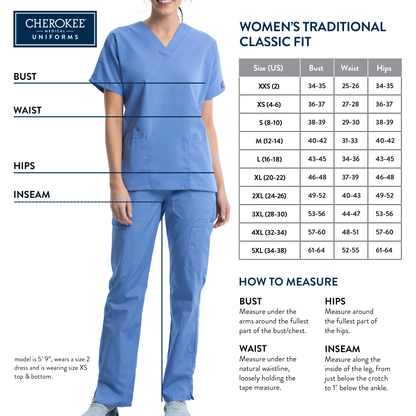 Cherokee WorkWear Originals V-Neck Scrub Top Caribbean Blue 4700