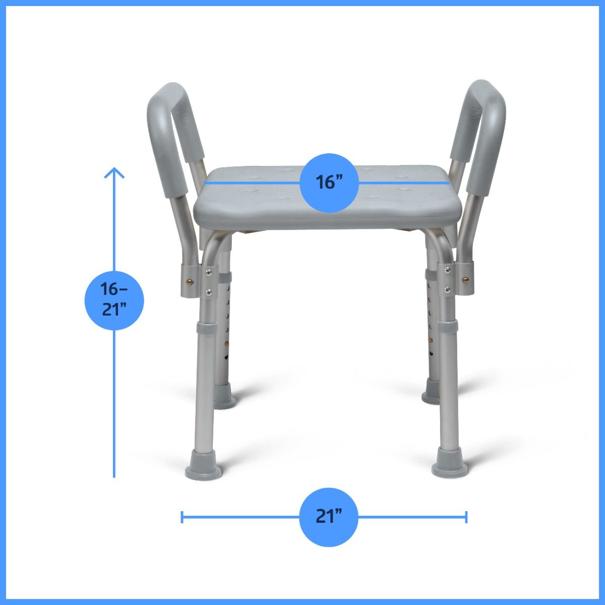 Medline Shower Chair/Bath Bench with Arms, Knockdown, 350 lb. Weight Capacity