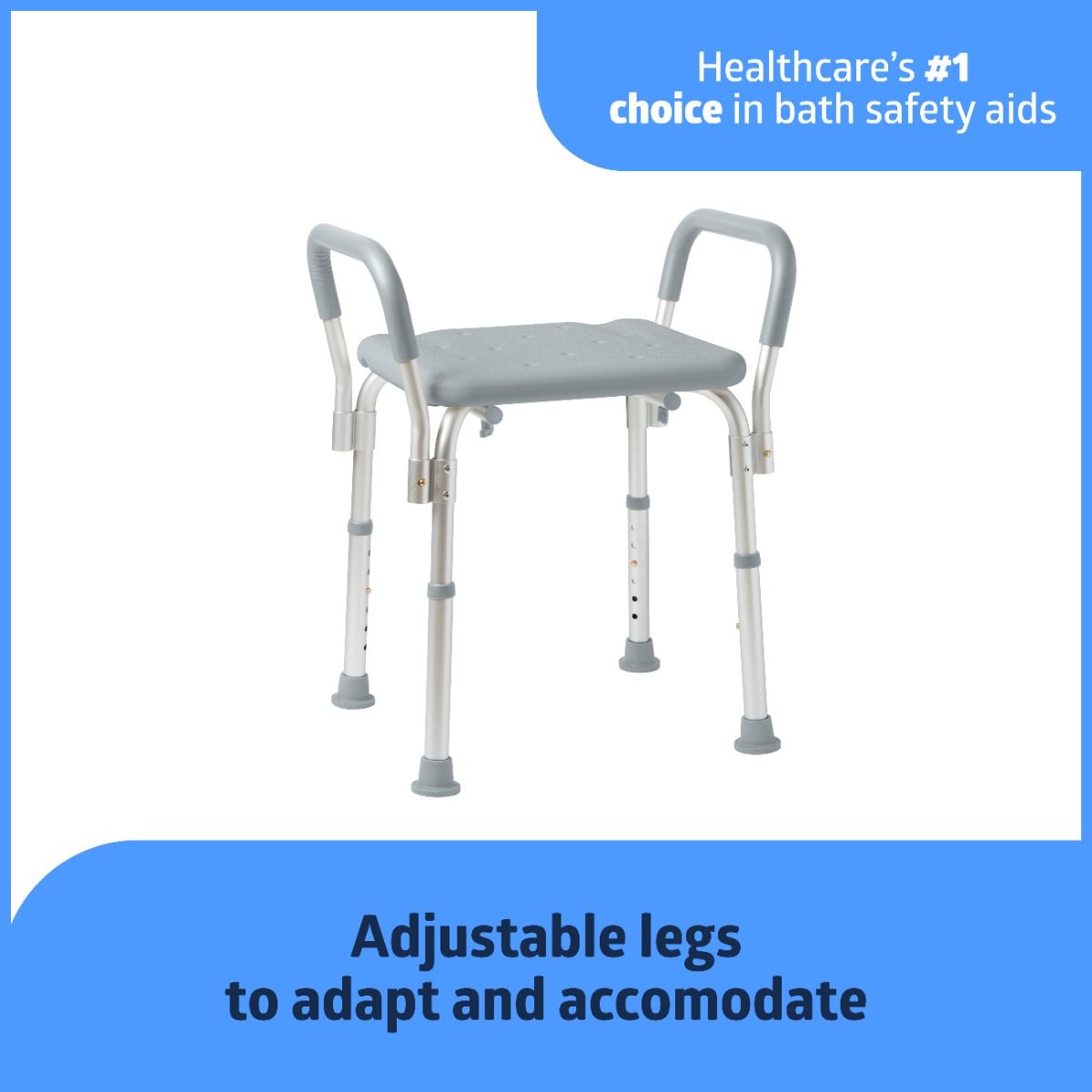 Medline Shower Chair/Bath Bench with Arms, Knockdown, 350 lb. Weight Capacity