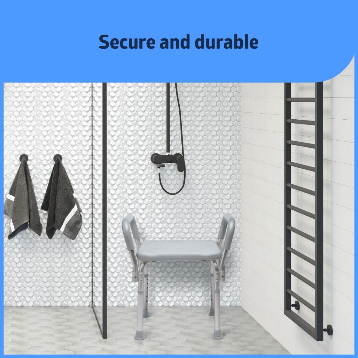 Medline Shower Chair/Bath Bench with Arms, Knockdown, 350 lb. Weight Capacity
