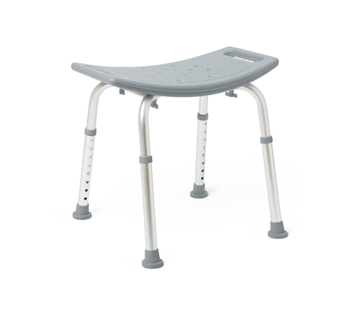 Medline Shower Chair without Back, 13.75"-20.5" Seat Height, 400 lb. Weight Capacity