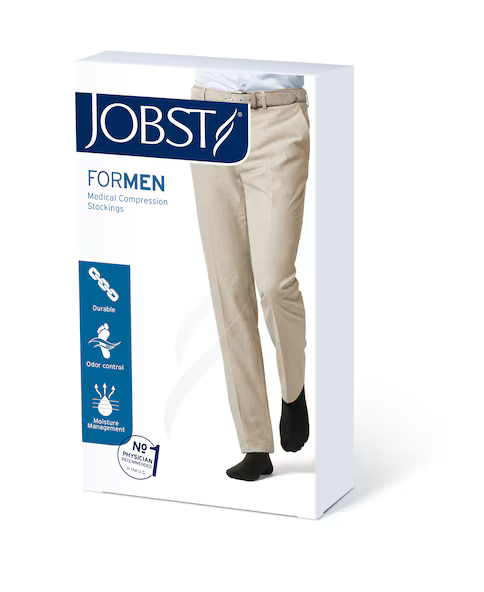 Calcetines de compresión Jobst para hombre, hasta la rodilla, 20-30 mmHg, punta cerrada, compresión firme 
