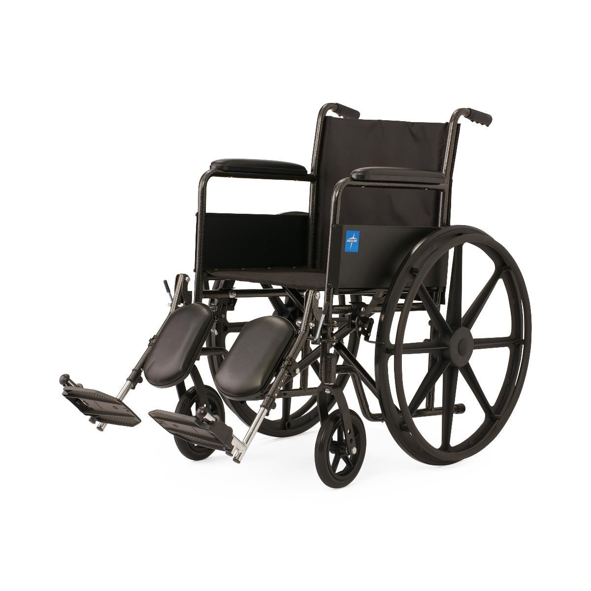 Medline 18" Wide K1 Basic Nylon Wheelchair with Full-Length Arms and Elevating Leg Rests