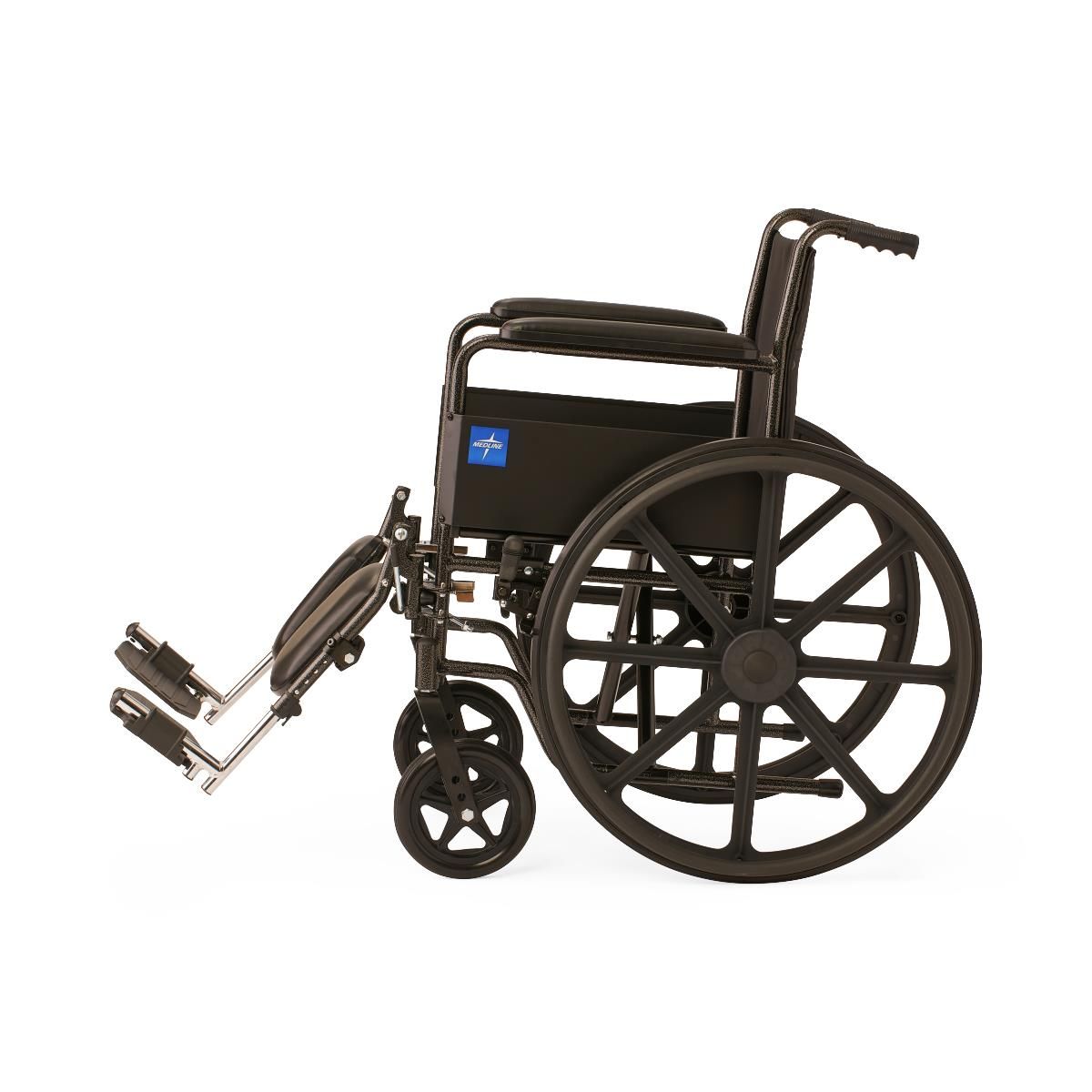 Medline 18" Wide K1 Basic Nylon Wheelchair with Full-Length Arms and Elevating Leg Rests