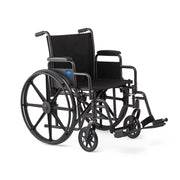 Medline 18" Wide K1 Basic Nylon Wheelchair with Swing-Back Desk-Length Arms and Swing-Away Footrests