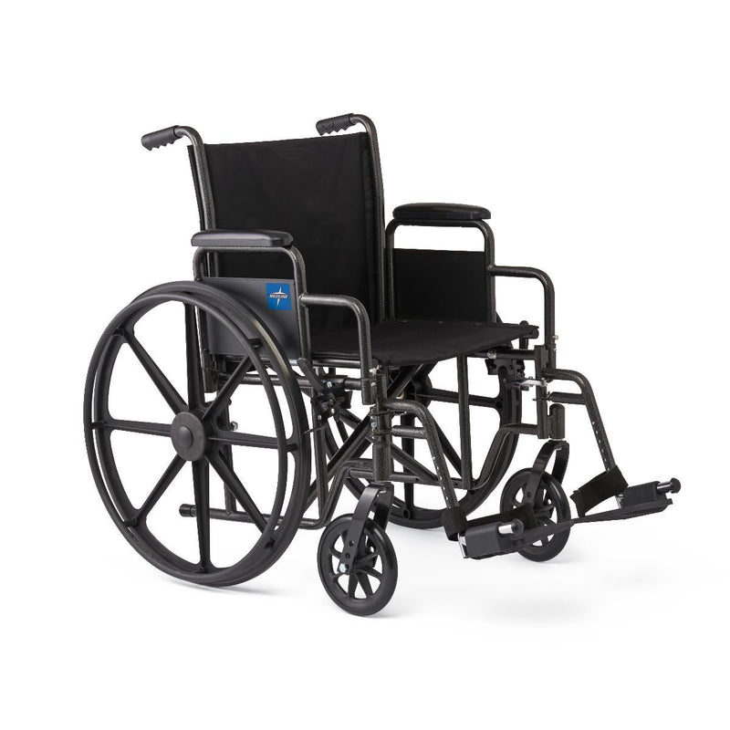 Medline 18" Wide K1 Basic Nylon Wheelchair with Swing-Back Desk-Length Arms and Swing-Away Footrests