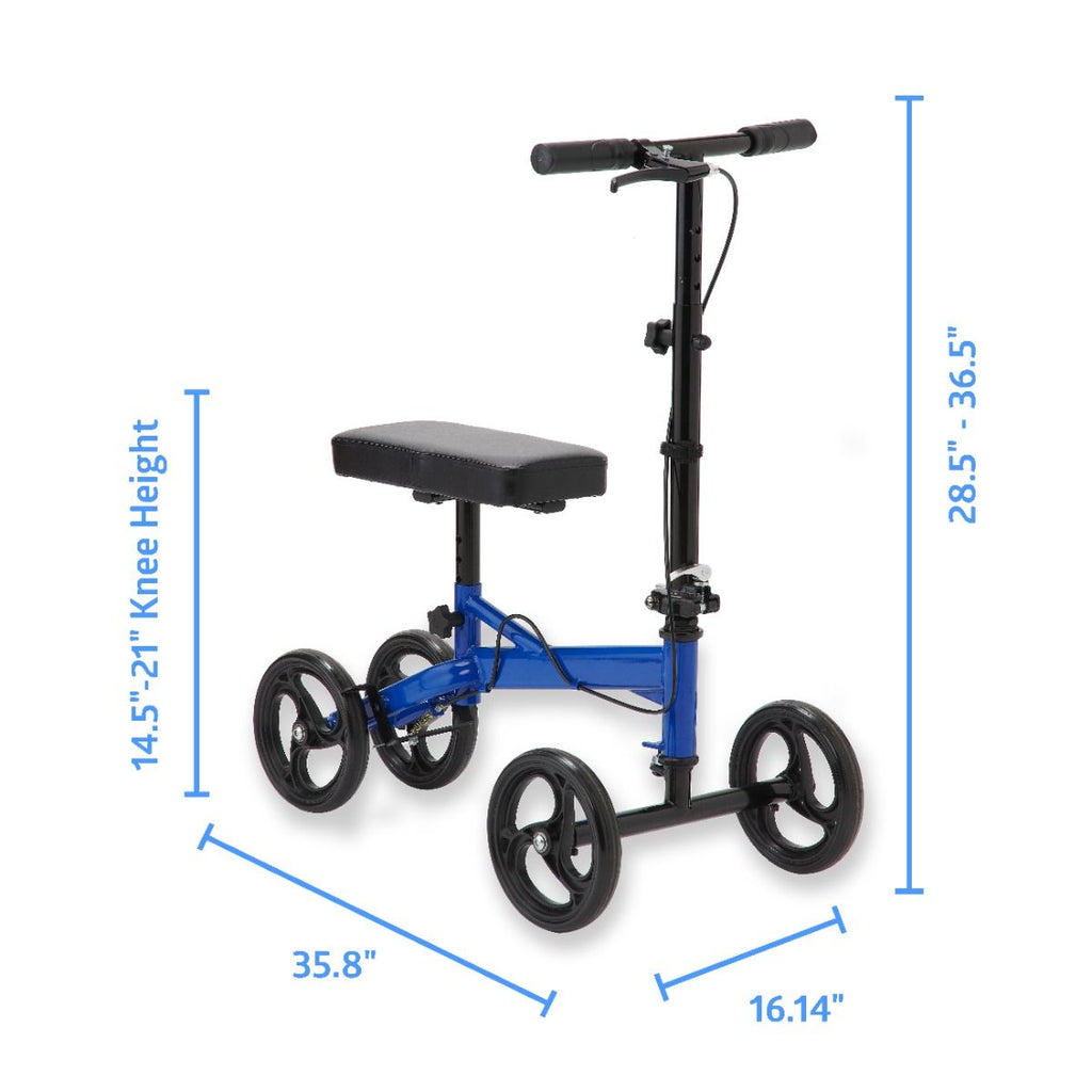 Medline Adult Economy Standard Knee Scooter Walker with 8" Wheels in Blue