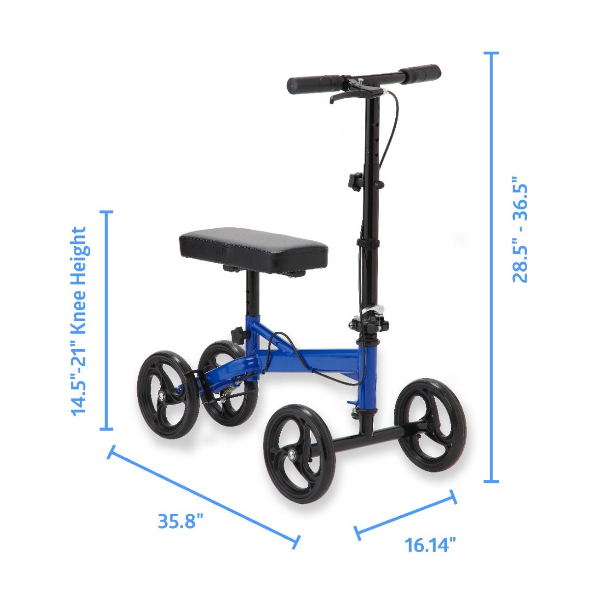 Medline Adult Economy Standard Knee Scooter Walker with 8" Wheels in Blue