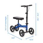 Andador de rodilla Medline para adultos, económico y estándar, con ruedas de 8", color azul