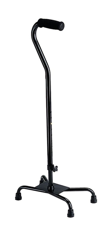Bastón de aluminio Medline de cuatro patas con base pequeña, capacidad de 300 lb (136 kg) en color negro