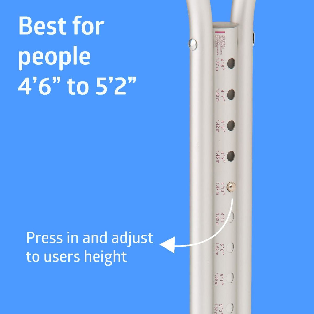 Medline Standard Steel Push-Button Crutches Youth Size 350 lb WT Capacity
