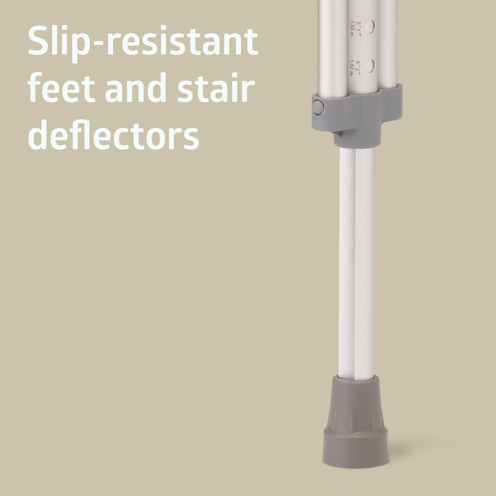 Medline Standard Steel Push-Button Crutches Youth Size 350 lb WT Capacity