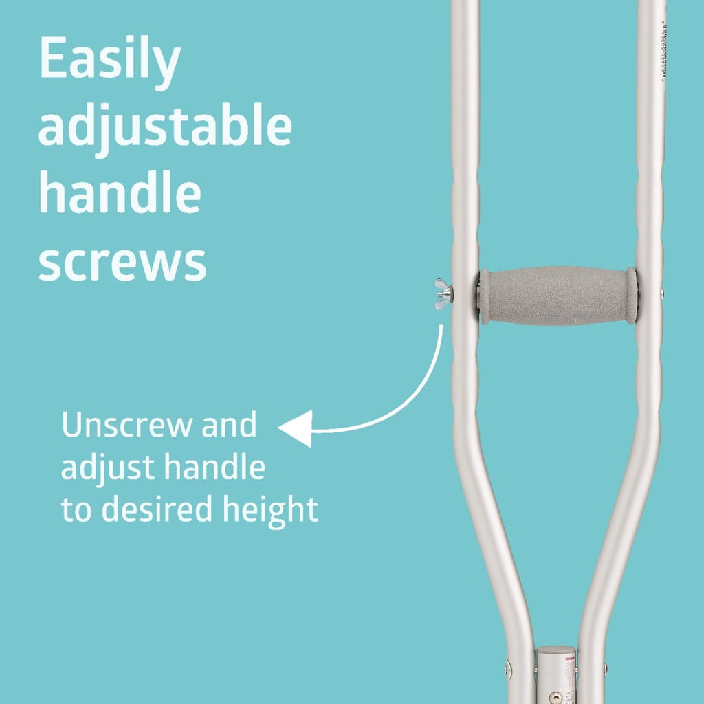 Medline Standard Steel Push-Button Crutches Youth Size 350 lb WT Capacity