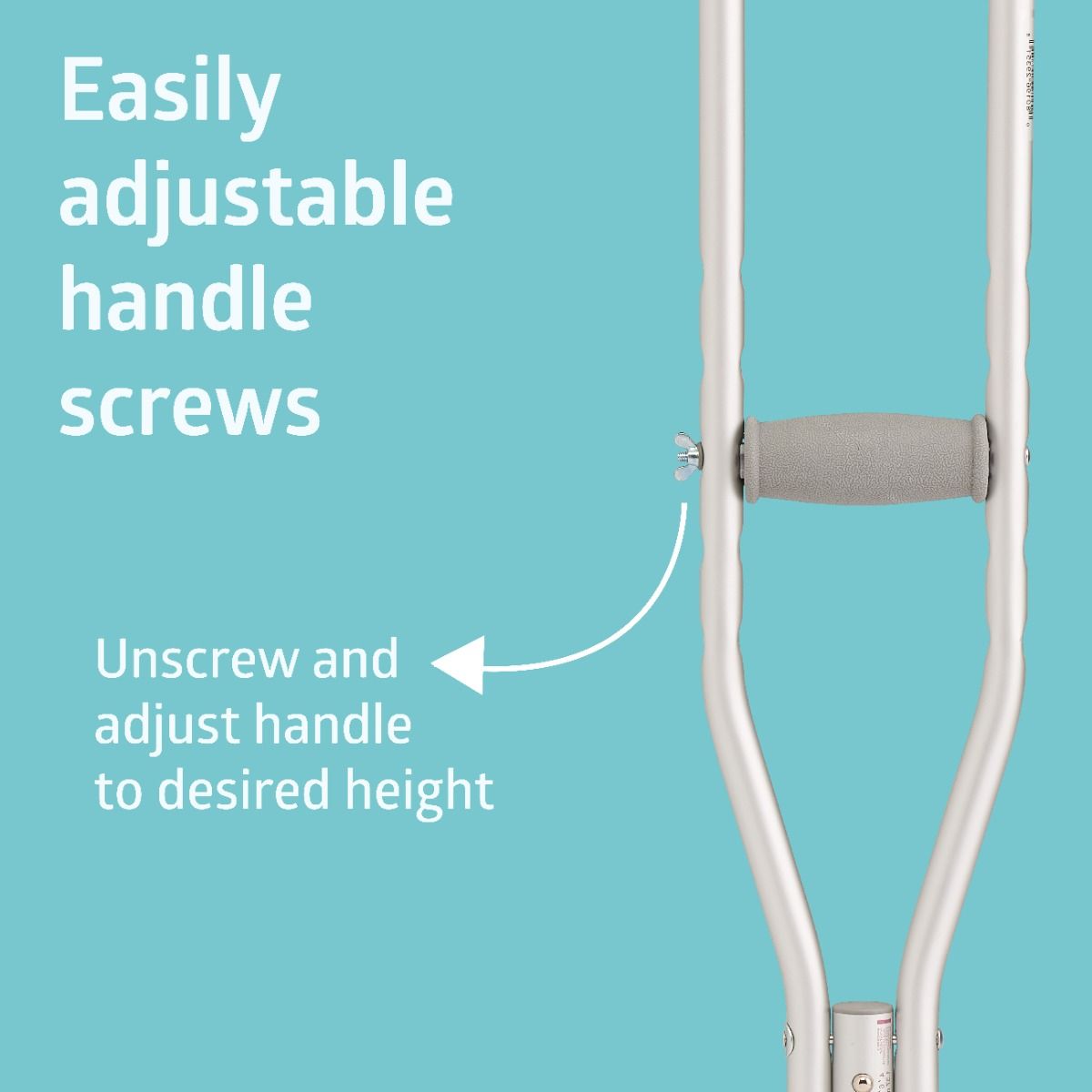 Medline Standard Steel Push-Button Crutches Youth Size 350 lb WT Capacity